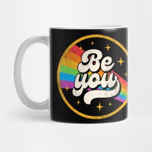 Be You Pride LGBTQ Gay LGBT Ally Flag Retro Mug